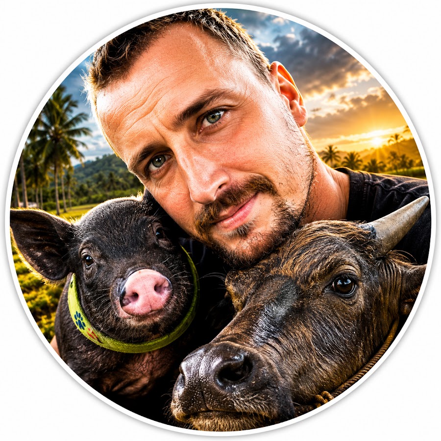 Mr A Wolf with animals in the Philippines